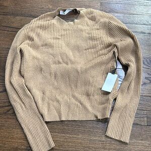 Astr Tan Cowl Neck Sweater with Ribbed Texture